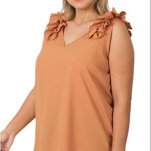 Plus size top with ruffle trim
